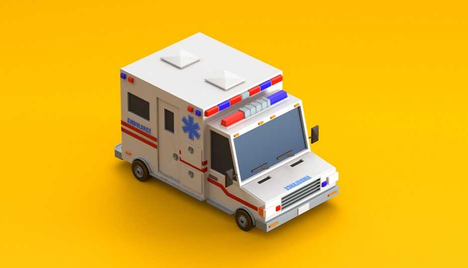 ambulance on yellow background