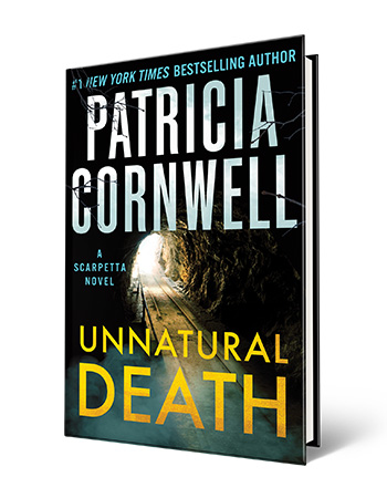 book cover with words patricia cornwell, a scarpetta novel, unnatural death
