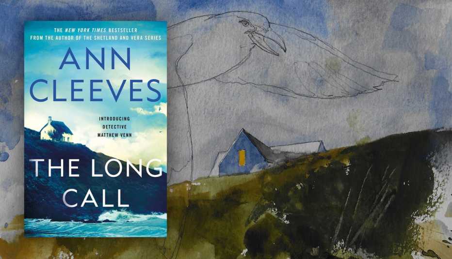 The Long Call book cover and illustration of a house on a hill and a large seagull