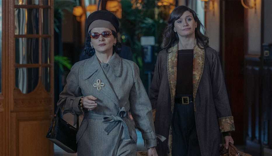 juliette binoche and emily mortimer in a still from the new look