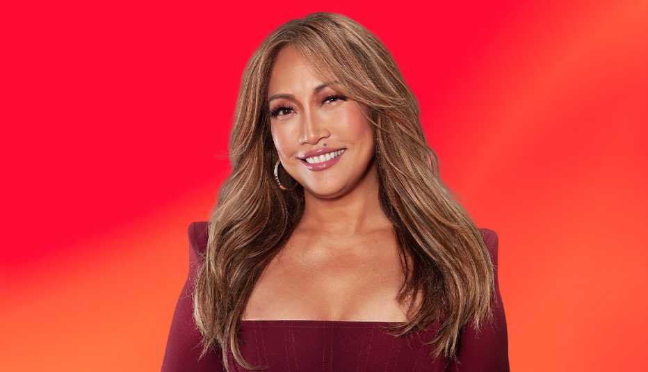carrie ann inaba on orange ombre background
