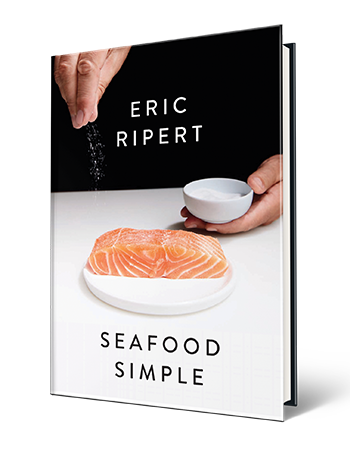 book cover with words eric ripert seafood simple