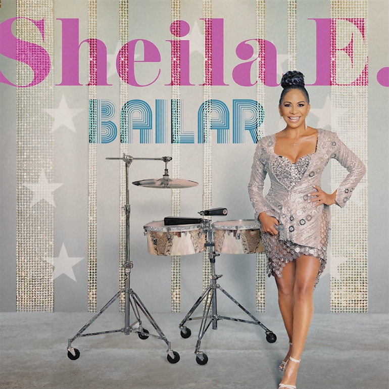 words sheila e bailar above drum set and next to sheila e