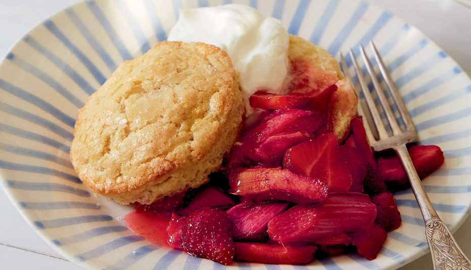 strawberry shortcake and fork on a plate