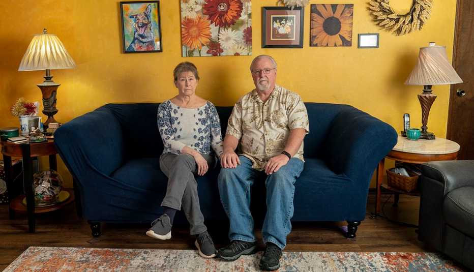 Wayne Whitehouse and his wife Karon photographed in the living room of their home where Wayne was a “hospital at home” patient through Providence St. Peter Hospital.
