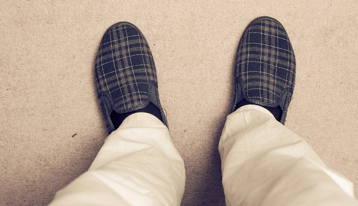 Man Wearing Slippers on Carpet, Simple Steps to Prevent Falls