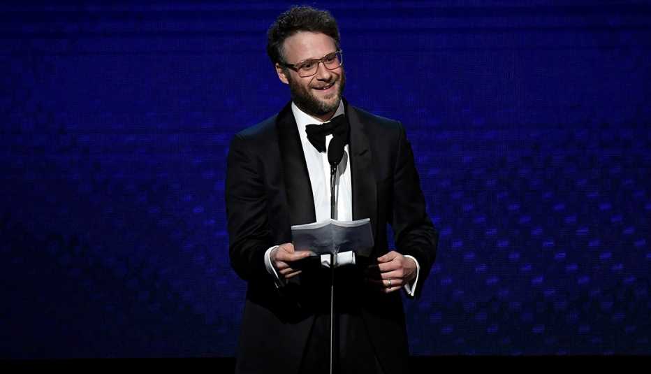 Seth Rogen speaks onstage during the 33rd American Cinematheque Award Presentation on November 08, 2019 in Beverly Hills, California. 