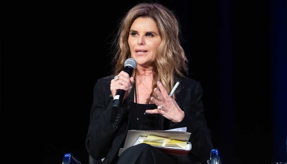 Maria Shriver speaks onstage at The Wilshire Ebell Theatre on November 05, 2019 in Los Angeles, California.