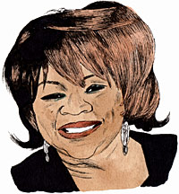 Portrait drawing of an American rhythm and blues and gospel singer Mavis Staples 