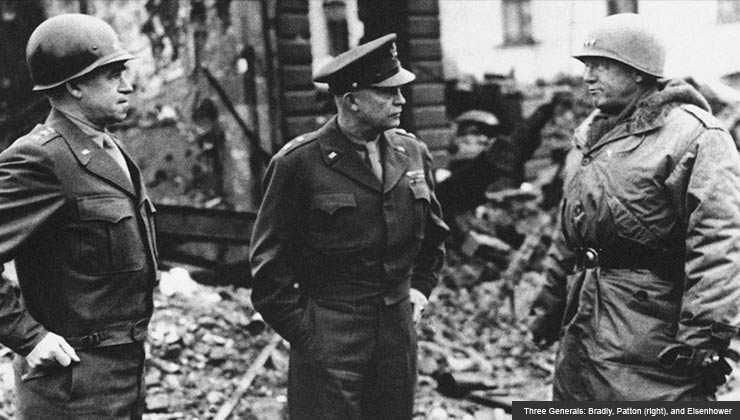 Three Generals: Bradly, Patton (right), and Eisenhower