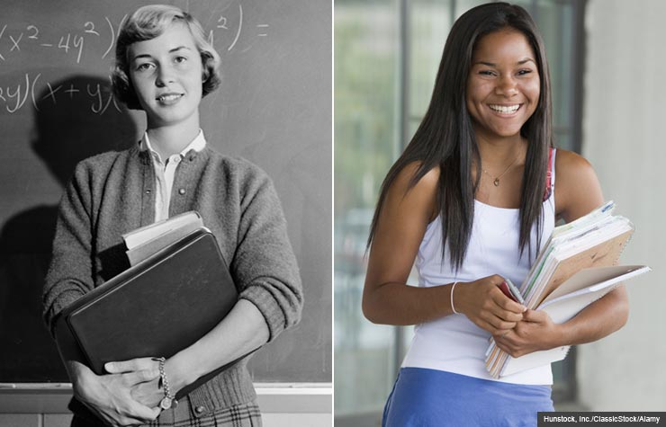 Two girls holding books, High school summer reading lists (Hunstock, Inc./ClassicStock/Alamy)