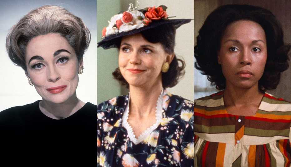 Faye Dunaway in the film Mommie Dearest, Sally Field in Forrest Gump and Diahann Carroll in Claudine