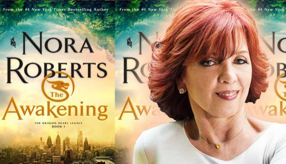 author nora roberts and the cover of her latest novel titled the awakening