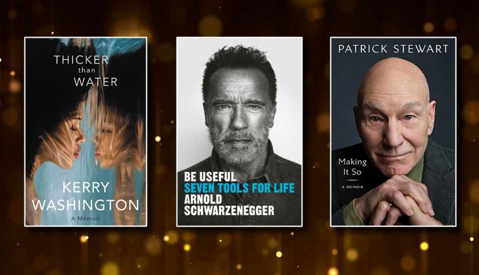 hollywood star memoirs from left to right thicker than water by kerry washington then be useful by arnold schwarzenegger then making it so by patrick stewart