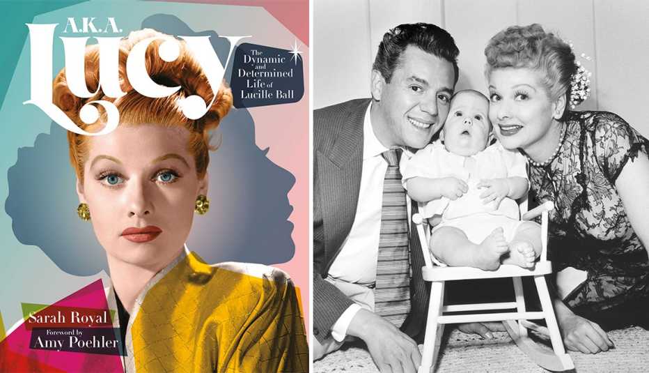 left the book cover of a k a lucy by sarah royal right a family photo of desi arnaz desi arnaz junior and lucille ball