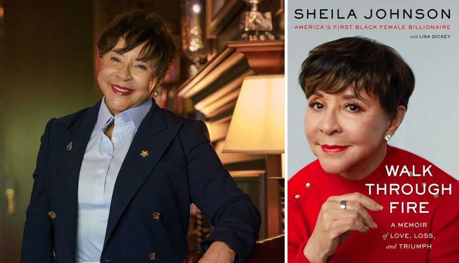 left author sheila johnson right book cover of walk through fire by sheila johnson