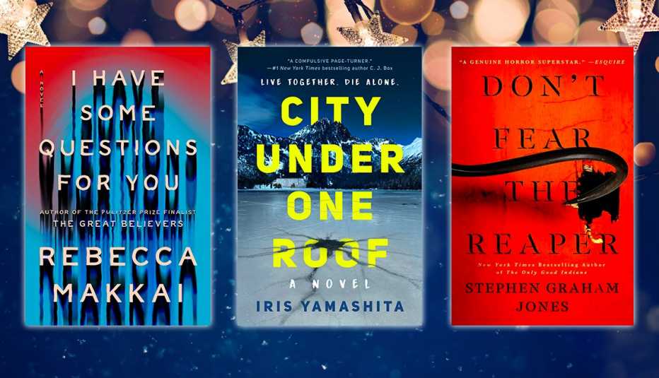 from left to right i have some questions for you by rebecca makkai then city under one roof by iris yamashita then dont fear the reaper by stephen graham jones