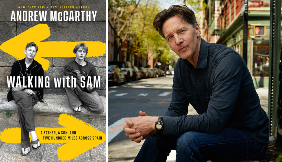 left book cover walking with sam by andrew mccarthy right author andrew mccarthy