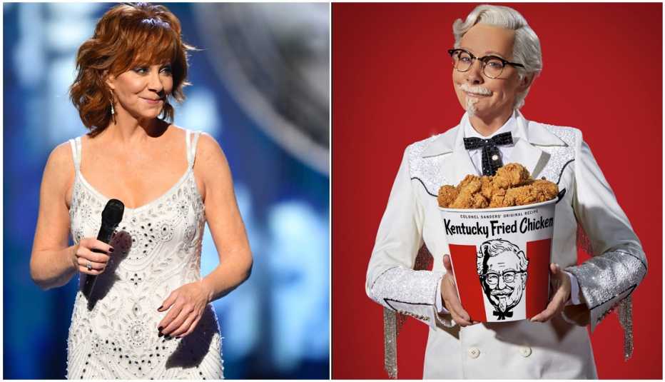 Reba McEntire performing and as Colonel Sanders