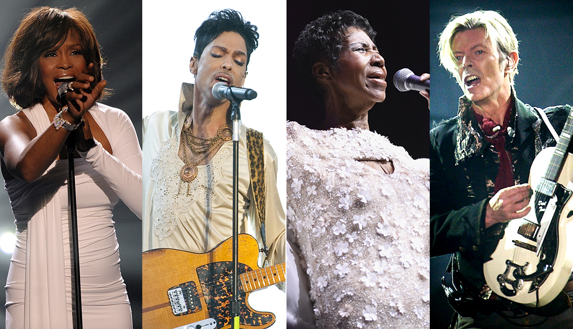 Whitney Houston, Prince, Aretha Franklin, David Bowie