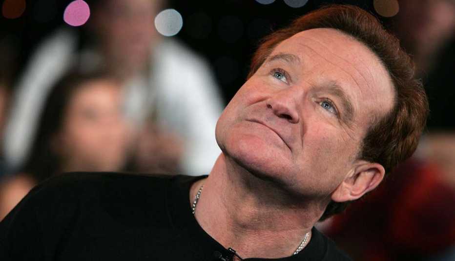 Actor Robin Williams appears onstage during MTV's Total Request Live at the MTV Times Square Studios on April 27, 2006 in New York City.