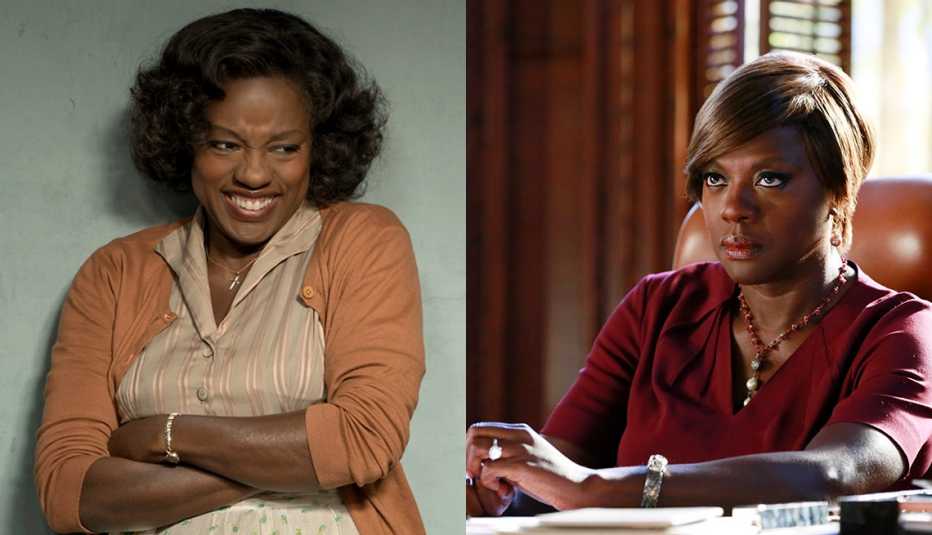 viola davis film stills from two of her major roles in fences and in how to get away with murder