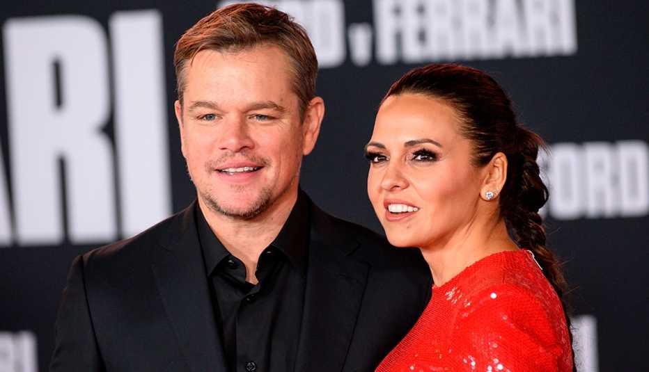 Matt Damon with his wife