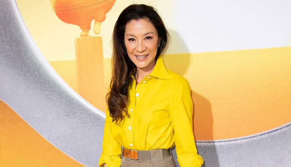 Actress Michelle Yeoh smiling at the Fans Premiere of Minions The Rise of Gru