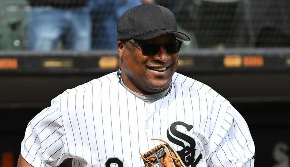 Bo Jackson takes part in Opening Day pre-game ceremonies for the Chicago White Sox at Guaranteed Rate Field