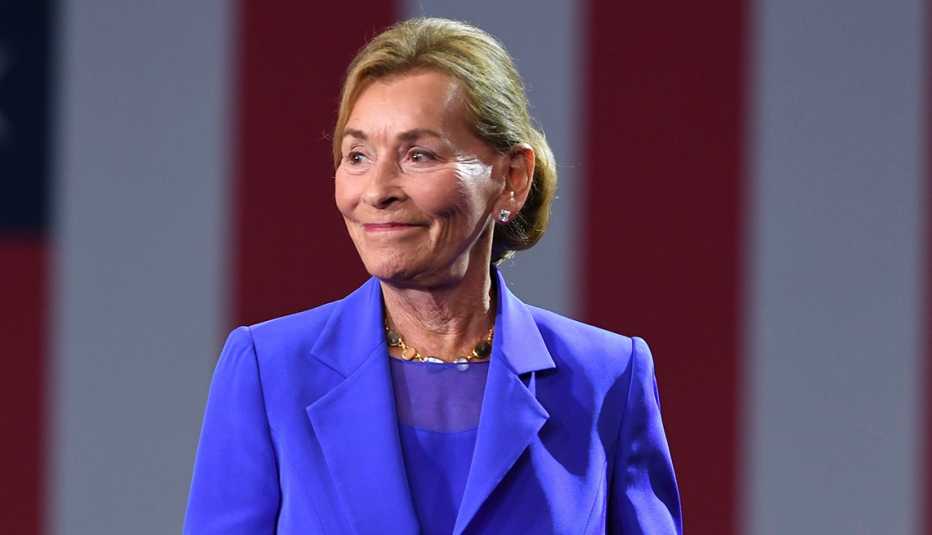 Judge Judy Sheindlin at a rally for former Democratic presidential candidate and former New York City Mayor Mike Bloomberg