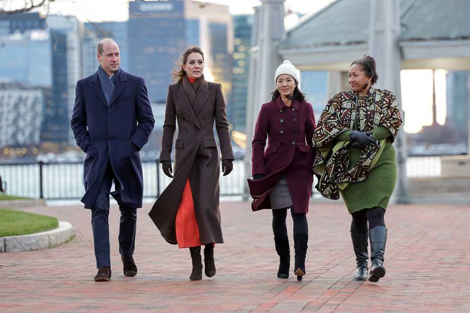 Prince William and Catherine, Prince and Princess of Wales, walking with Boston Mayor Michelle Wu and Reverend Mariama White-Hammond