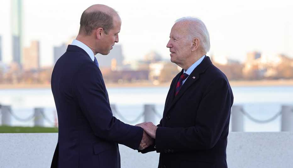 Prince William, Prince of Wales meets with US President Joe Biden at the John F. Kennedy Presidential Library and Museum on December 02, 2022 in Boston, Massachusetts. The Prince and Princess of Wales are visiting the coastal city of Boston to attend the second annual Earthshot Prize Awards Ceremony, an event which celebrates those whose work is helping to repair the planet. During their trip, which will last for three days, the royal couple will learn about the environmental challenges Boston faces as well as meeting those who are combating the effects of climate change in the area.