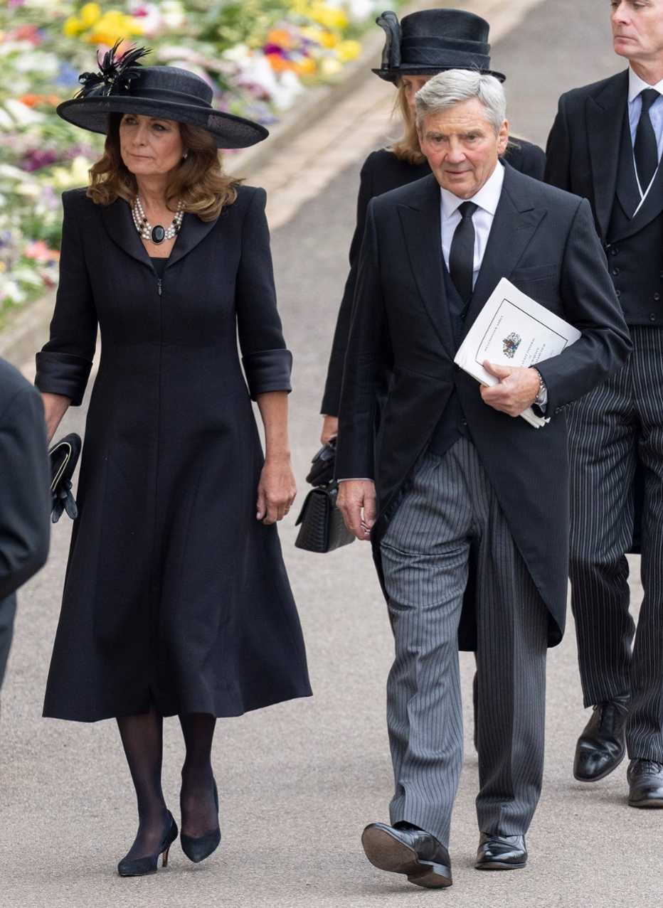 Carole Middleton and Michael Middleton at Windsor Castle for the committal service at St George's Chapel