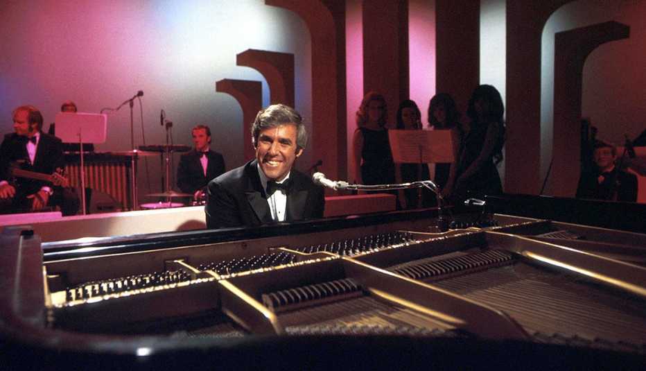 Burt Bacharach performing on his piano in Los Angeles in 1968