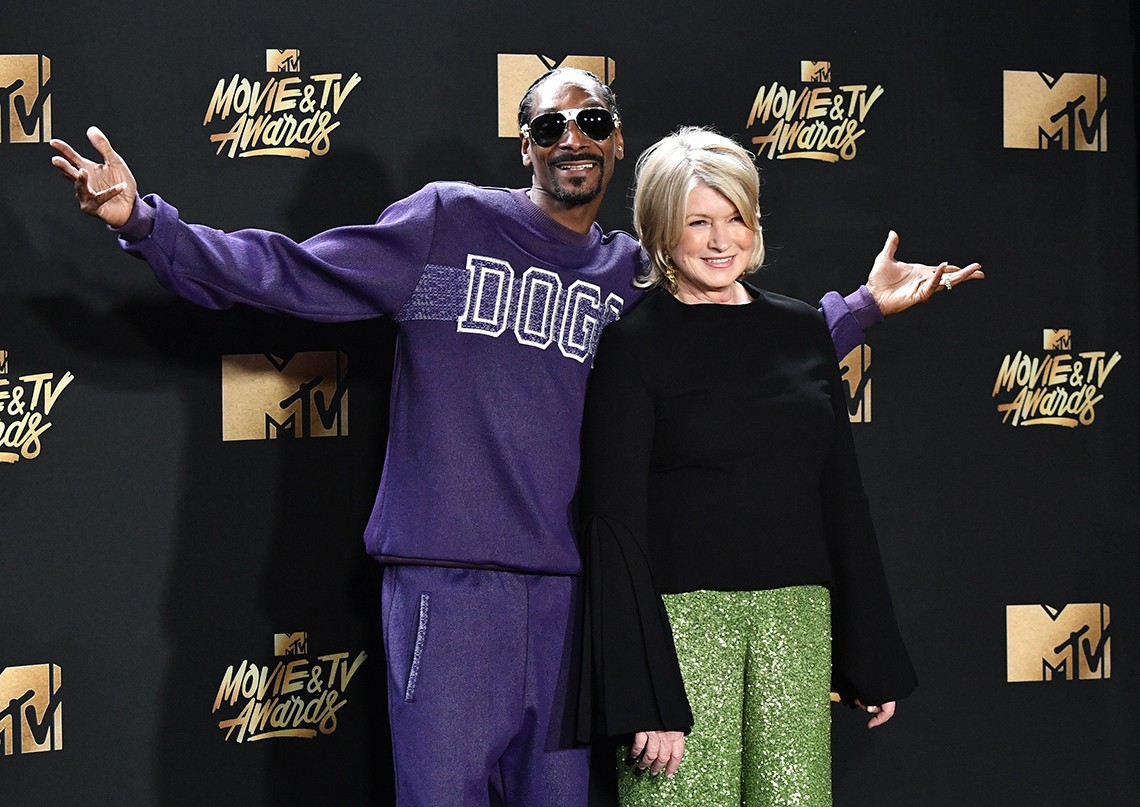 martha stewart with snoop dogg at the m t v movie and t v awards in los angeles 