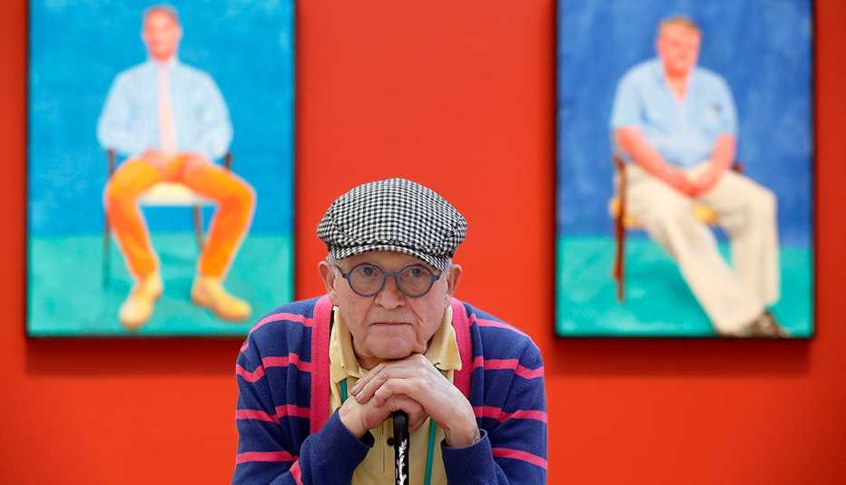 artist david hockney photographed by the los angeles times in two thousand and eighteen