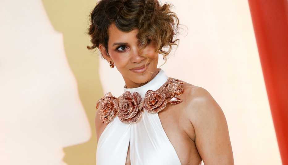 Halle Berry poses for a photo on the red carpet at the 95th Annual Academy Awards