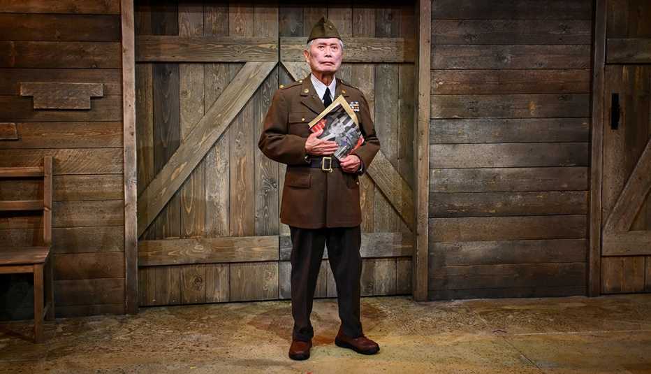 George Takei at the photocall for George Takei's Allegiance at the Charing Cross Theatre in London, England.