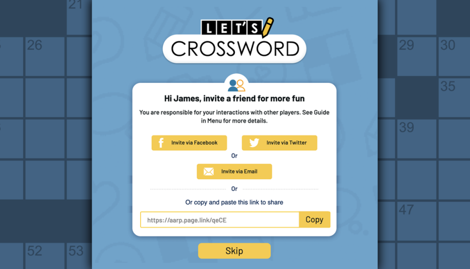 Let's Crossword Screen Shot - Invite Window