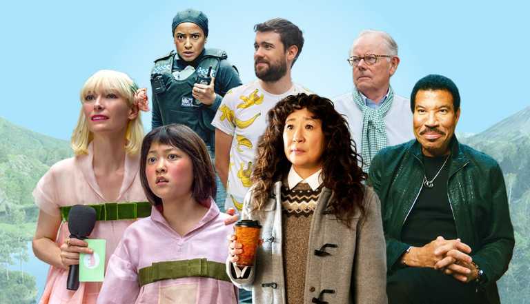 actors in netflix shows amaka okofar in bodies jack and michael whitehall in traveling with my father lionel ritchie in the greatest night in pop sandra oh in the chair seo hyeon ahn and tilda swinton in okja background from life on our planet