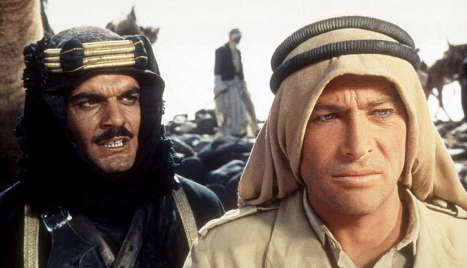 Peter O'Toole and Omar Sharif in film still from 'Lawrence of Arabia'