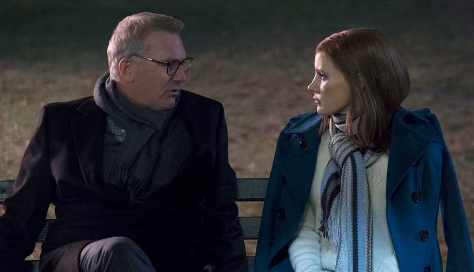 Kevin Costner and Jessica Chastain in 'Molly's Game'