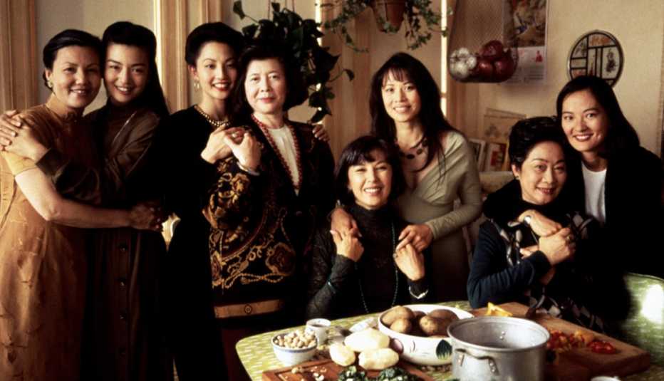 The female cast members of The Joy Luck Club posing for a picture together