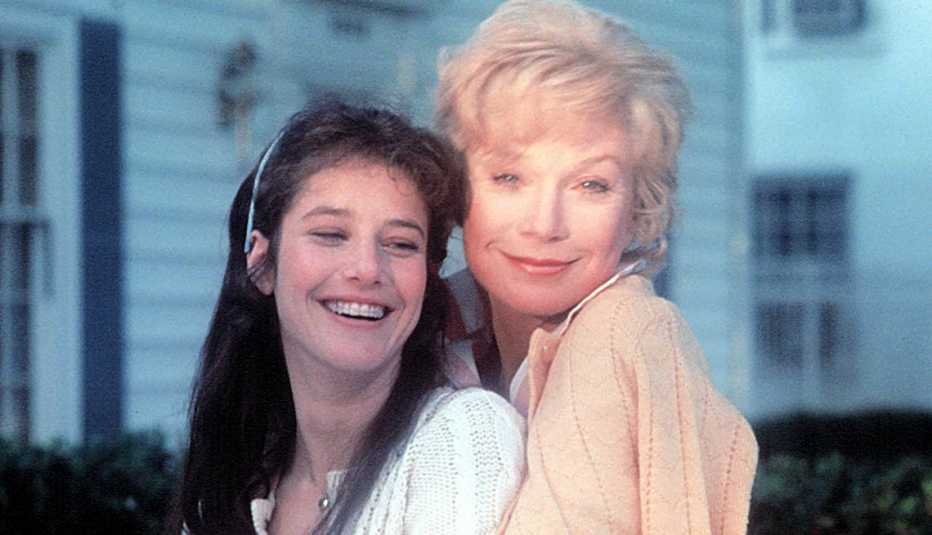 Shirley MacLaine hugs Debra Winger in a photo for the film Terms of Endearment