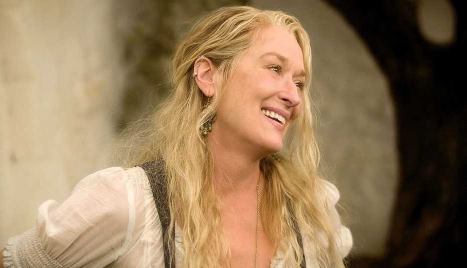 Meryl Streep smiling in a scene from the film Mamma Mia