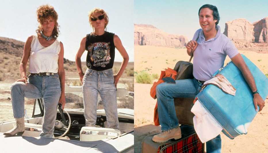 Susan Sarandon and Geena Davis star in Thelma and Louise and Chevy Chase in National Lampoons Vacation