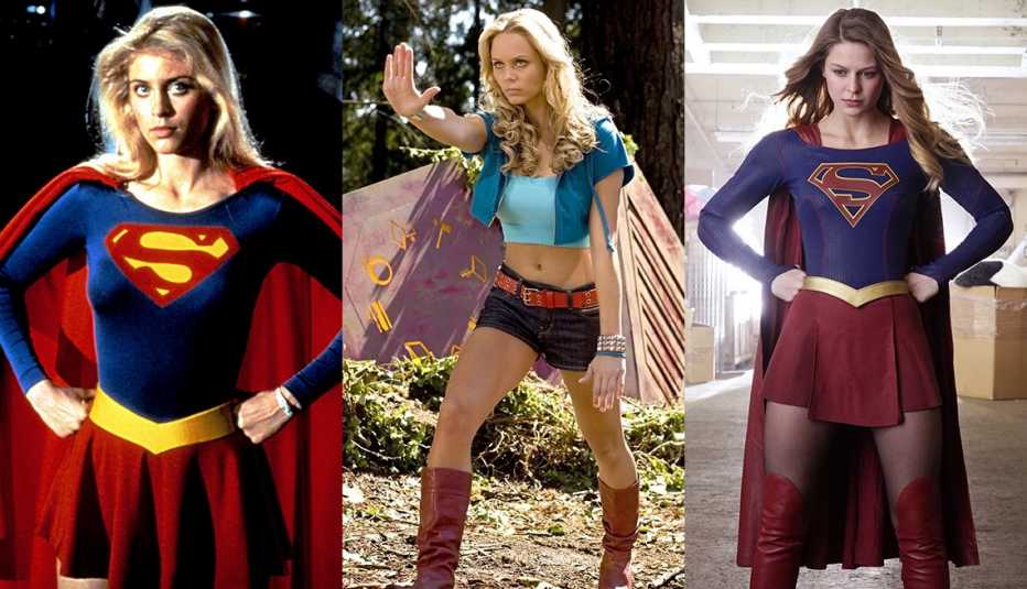 Helen Slater, Laura Vandervoort and Melissa Benoist as Supergirl