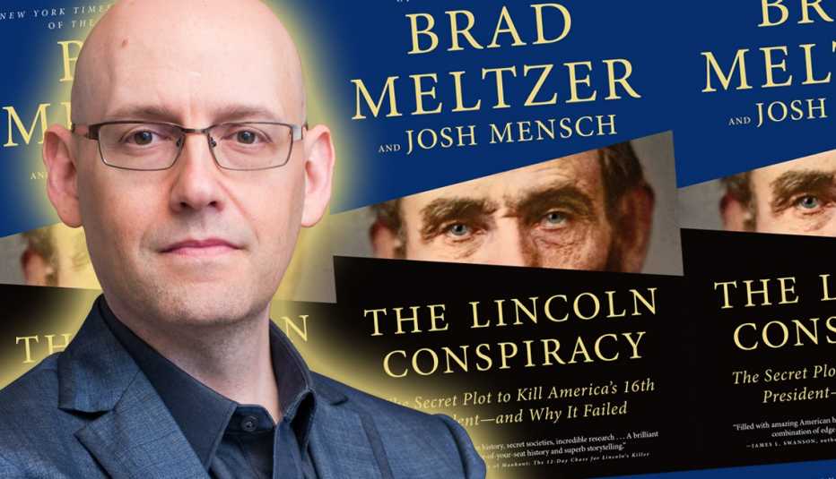 brad meltzer and the cover of his latest book titled the lincoln conspiracy