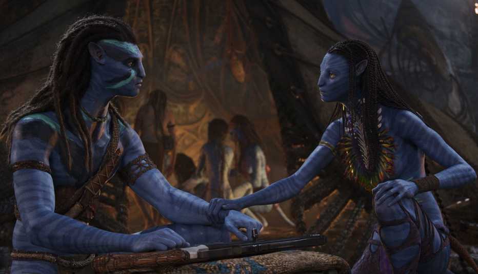 Jake Sully and Neytiri in the film Avatar: The Way of Water