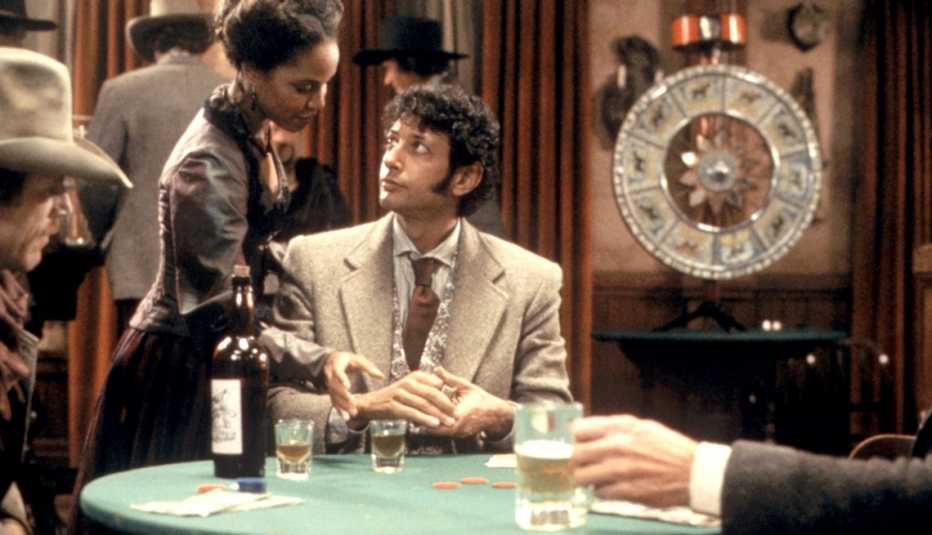 Lynn Whitfield and Jeff Goldblum in a scene from the film Silverado